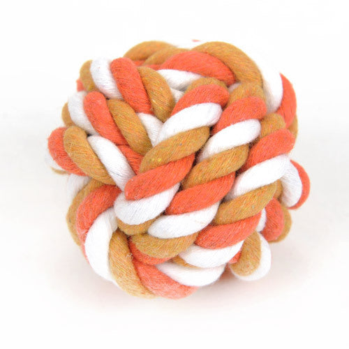 Pet Dog Molar Chew Bite Knot Rope Ball Toy Teeth Cleaning