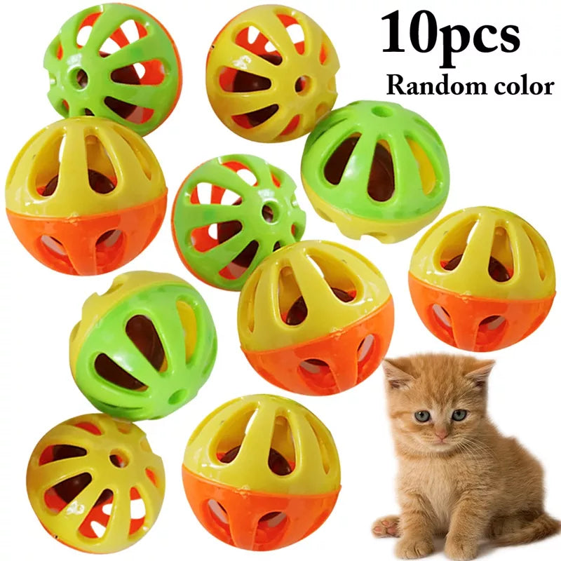 5pcs/10pcs Cat Toy Cat Bell Ball Toys Interactive Funny Plastic Cat Jingle Ball Toy Cat Accessories Cat Toys for Cats Kitten