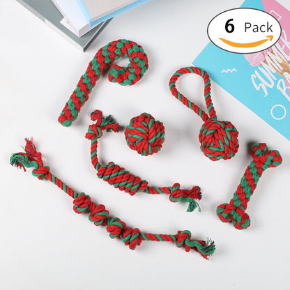 Pet Toy Christmas Gift Suit Dog Molar Clean Tooth Rope Knot