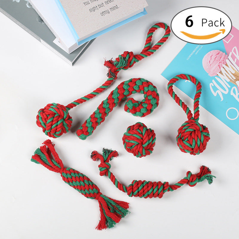 Pet Toy Christmas Gift Suit Dog Molar Clean Tooth Rope Knot