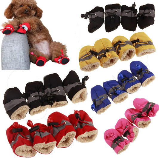 4pcs Waterproof Pet Footwear Anti-slip Rain Snow