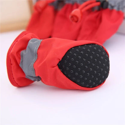 4pcs Waterproof Pet Footwear Anti-slip Rain Snow